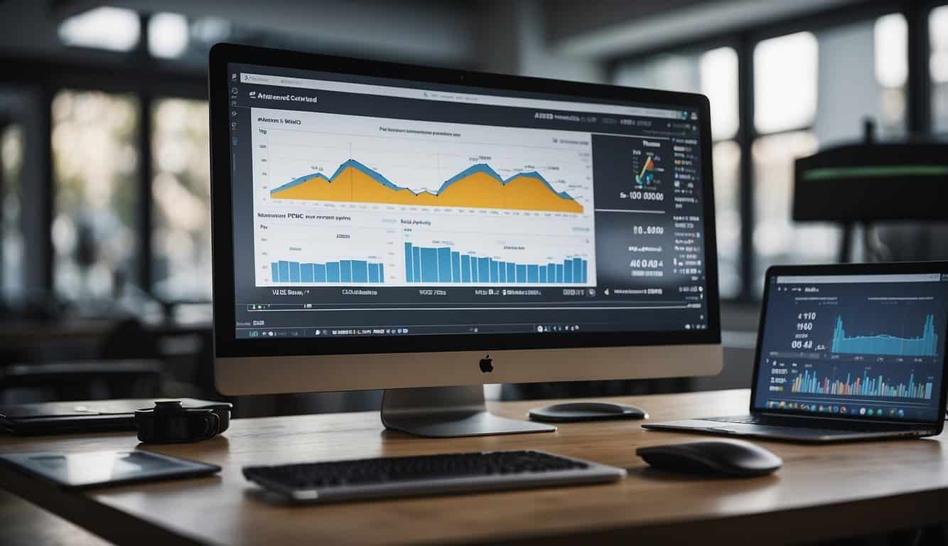 A computer screen displaying various PPC tools with performance metrics and charts. Multiple tabs open for tool comparisons