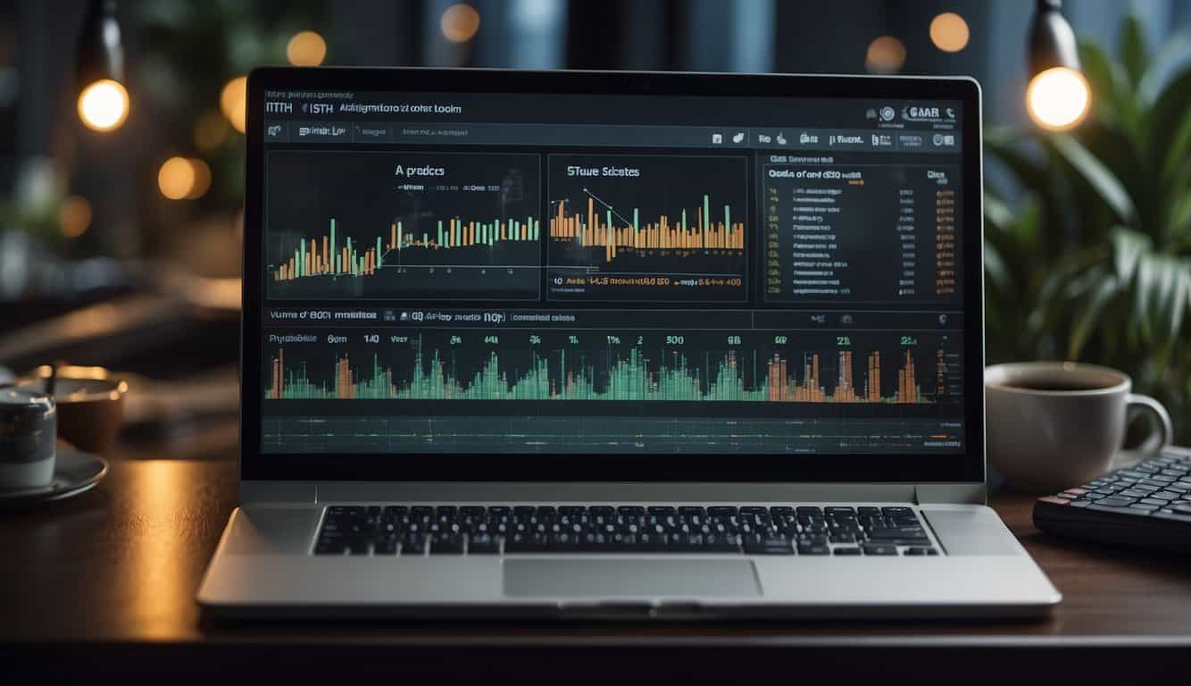 A computer screen displaying SEO analytics tools with on-page SEO and content optimization data