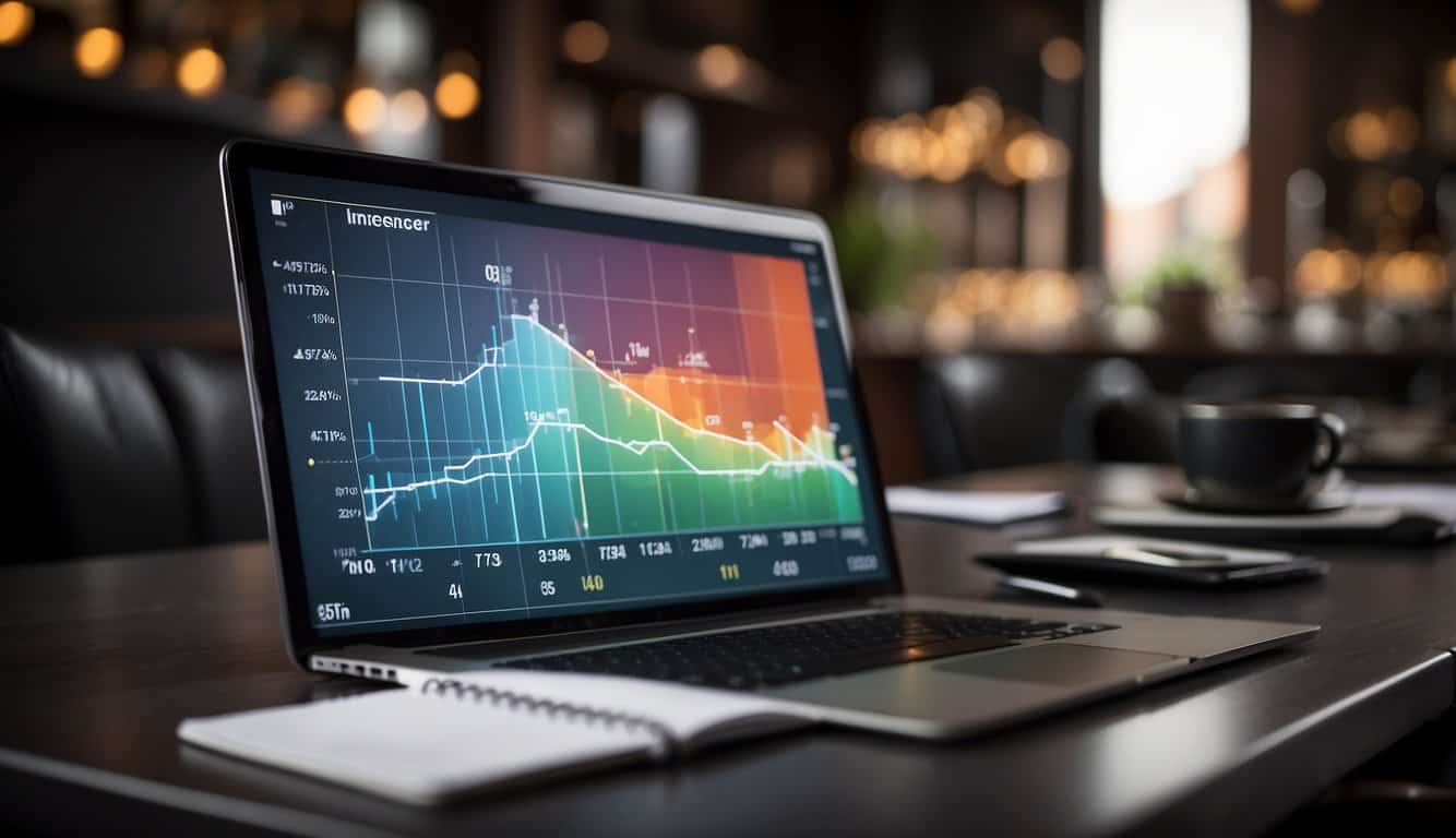 A bar graph displaying influencer performance metrics with a line graph showing the trend of success over time