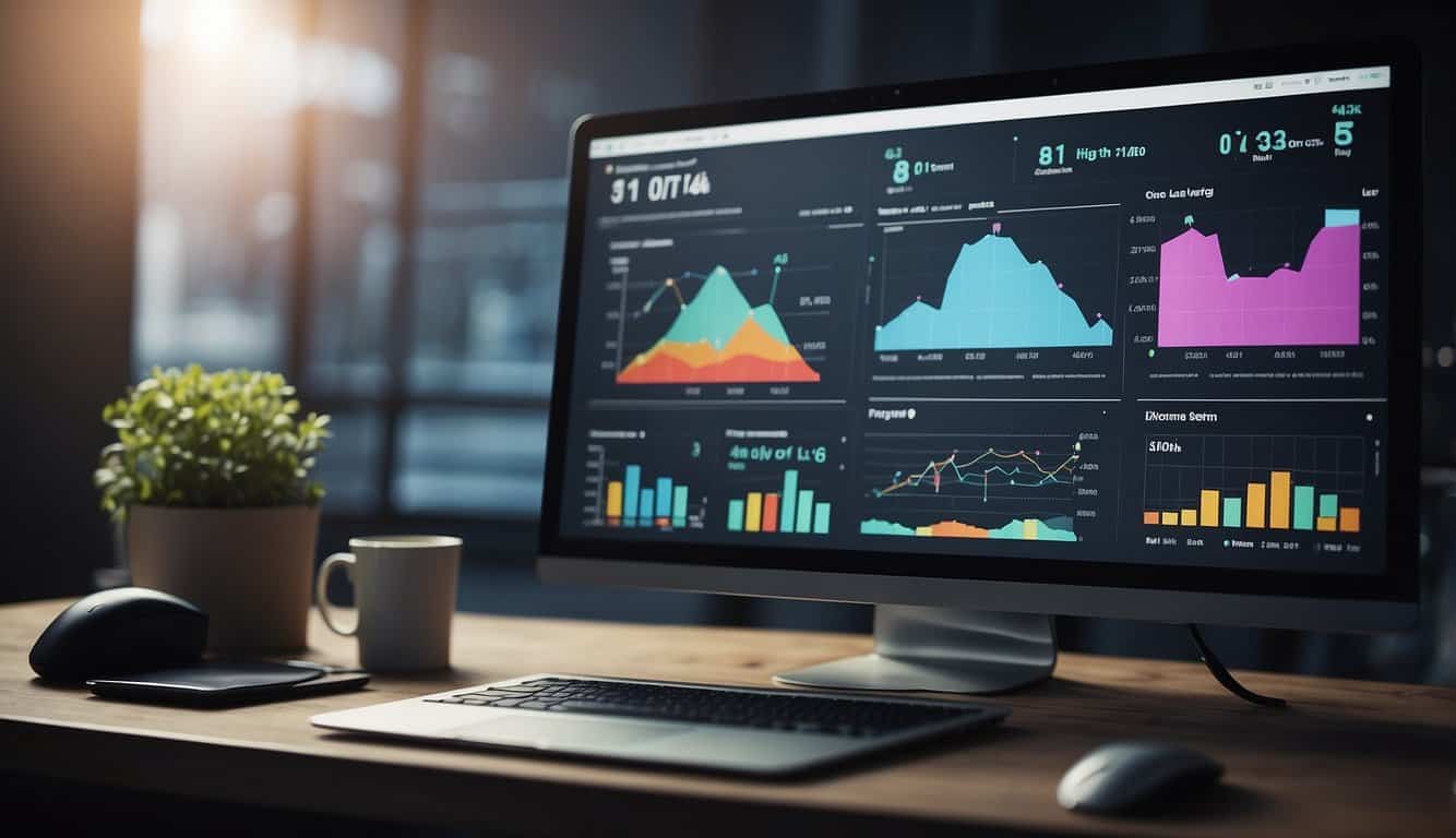A computer screen displaying various CRM conversion tools with graphs and data charts