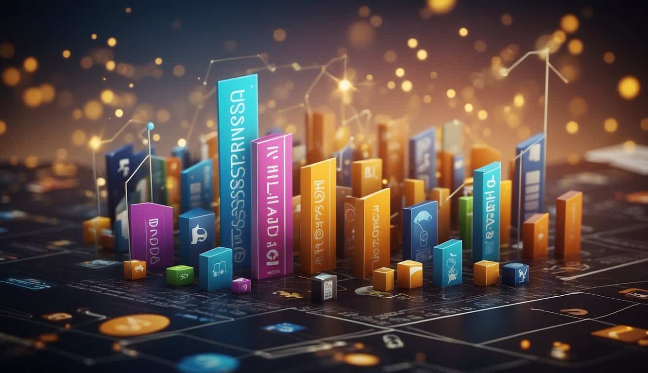 A graph showing an upward trend with the title "Measuring Success and ROI in Influencer Campaigns" surrounded by icons representing social media platforms and dollar signs