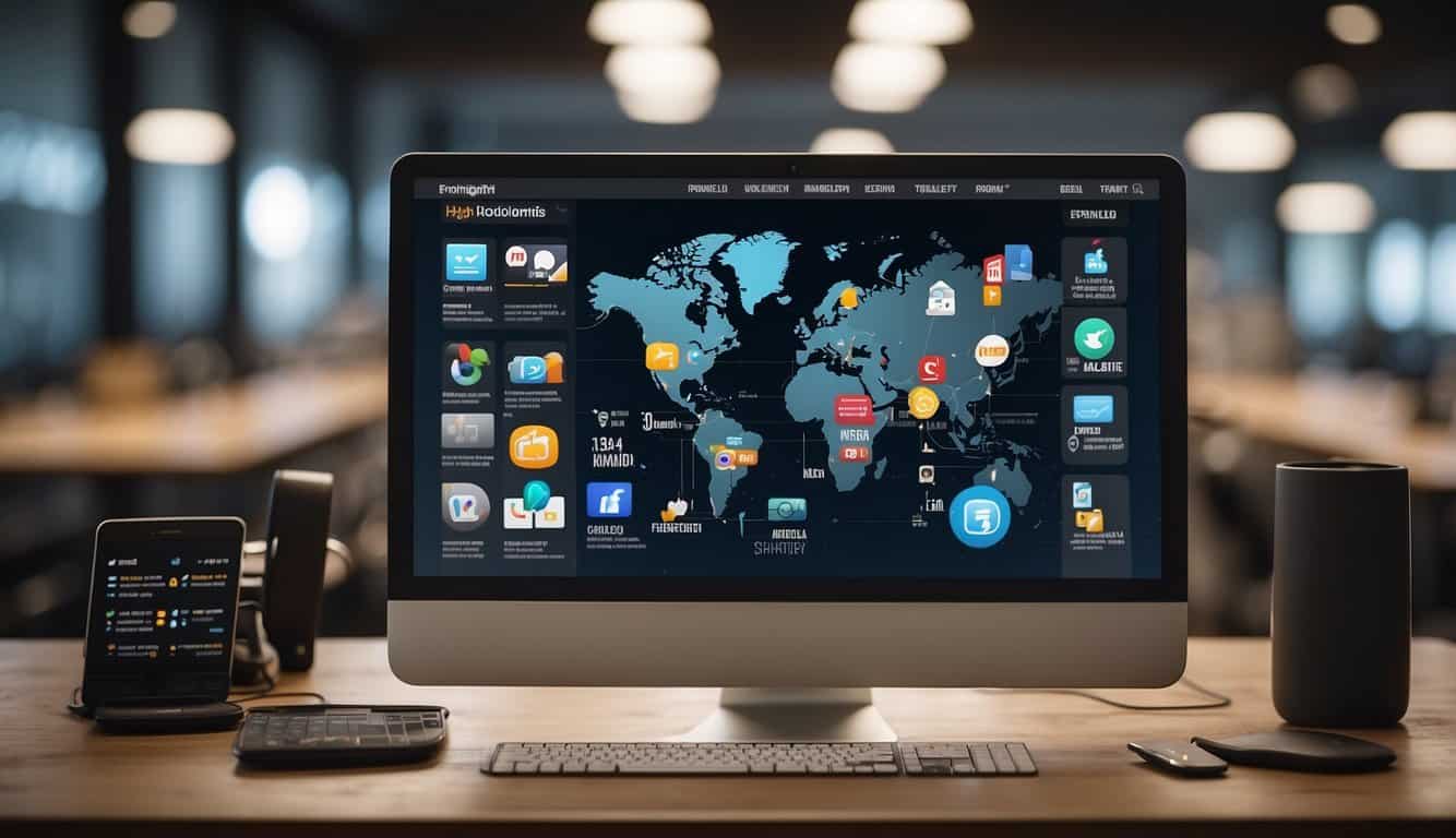 Various marketing tools like social media, email, and ads merge into a cohesive strategy. Each tool interacts and supports the others, forming a unified approach