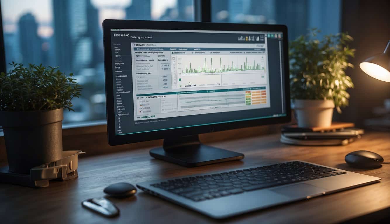 A computer screen displaying keyword tracking tools with graphs and data charts