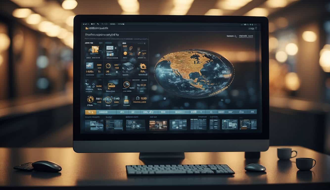 A computer screen displaying various lead capture tools and software with a stylized website layout and forms for capturing customer information