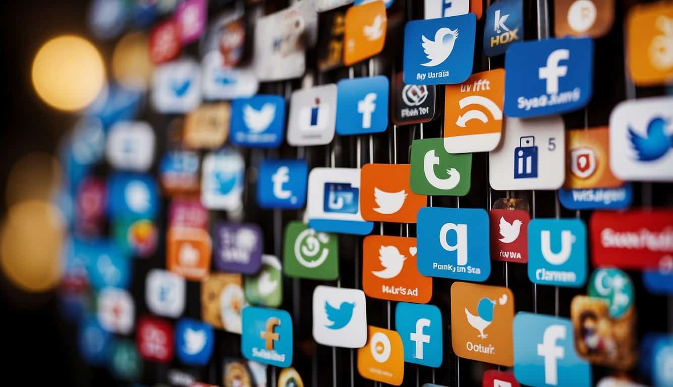 A calendar with colorful social media icons, arranged strategically for maximum engagement