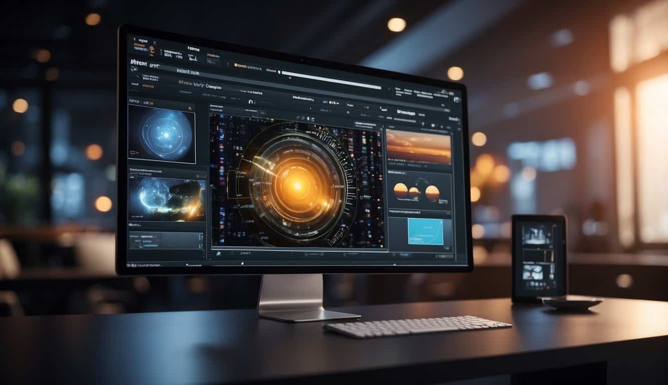 A computer screen displaying graphic design software with tutorial content for marketers