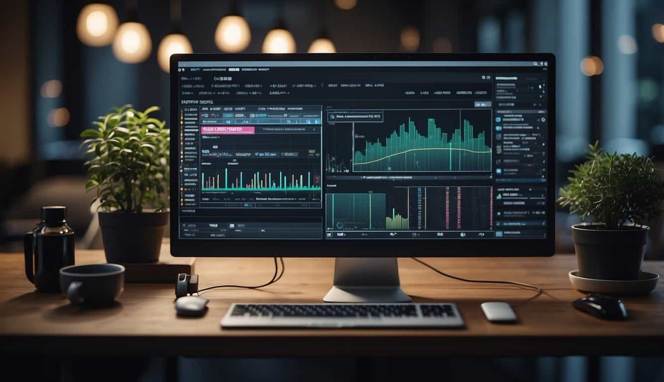 A computer screen displays various SEO tools and strategies for content optimization