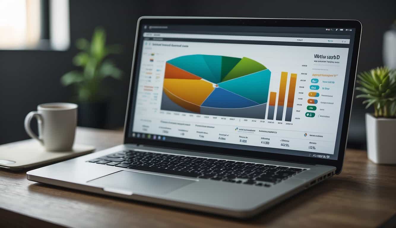 A computer screen displaying website traffic data without cookies. A chart and graph show analytics tools and techniques