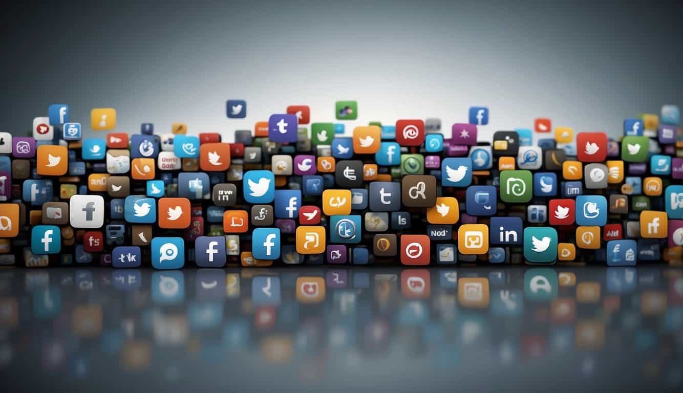 Various social media icons split into two groups, one labeled "paid" and the other "free," with a scale tipping towards the paid side