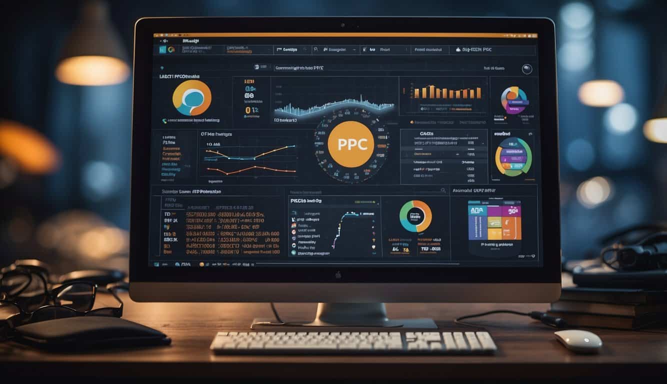 A computer screen displaying various PPC tools with positive reviews and advanced techniques for PPC campaigns